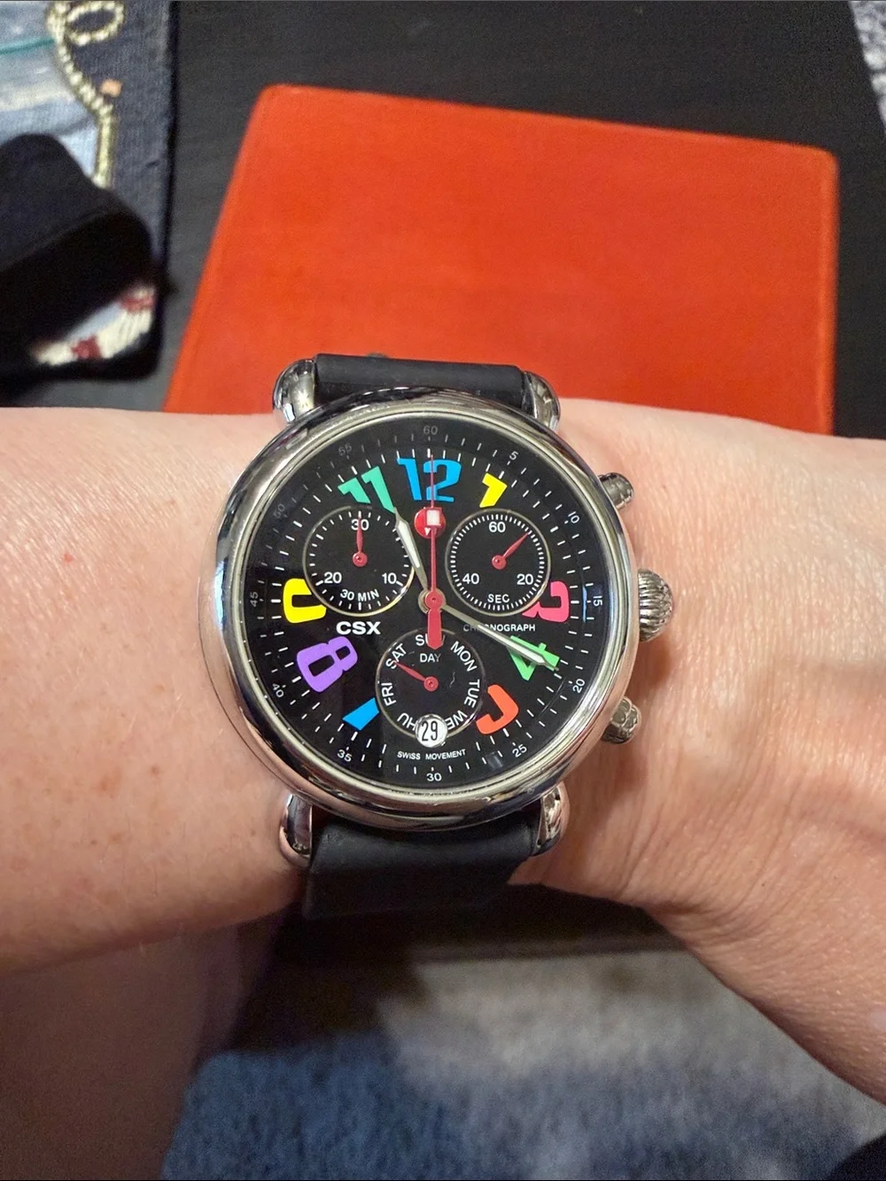 Michele Carousel Bright Multi-Color Number CSX Chronograph Watch